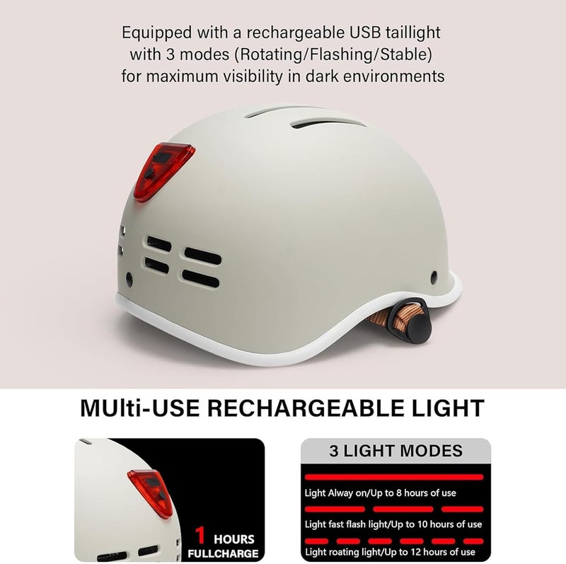 EXCLUSKY Bike Helmet for Adults,Adjustable Cycling Helmet for Men & Women Safety Certified Bicycle Helmet for Commuting, Road Biking, Skating with USB Rechargeable Rear Light - Image 2